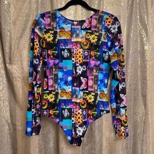 Parade Layering Luxe Long Sleeve Mesh Bodysuit Colorful Moodboard 2XL